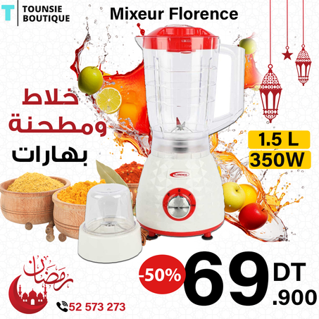 FLORENCE Mixeur Blender 2 En 1