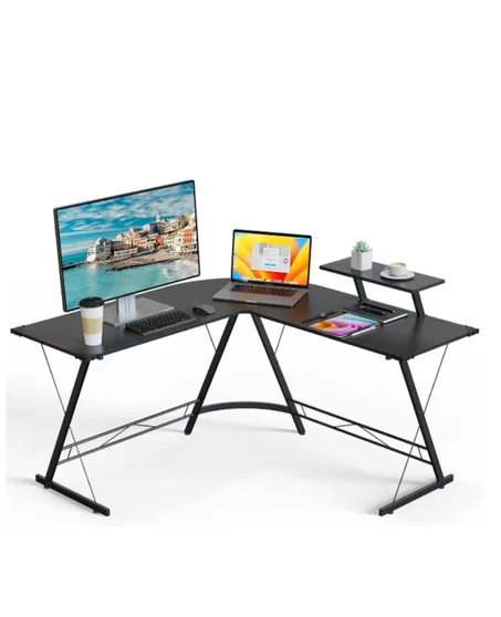 طاولة كمبيوتر على شكل حرف L
