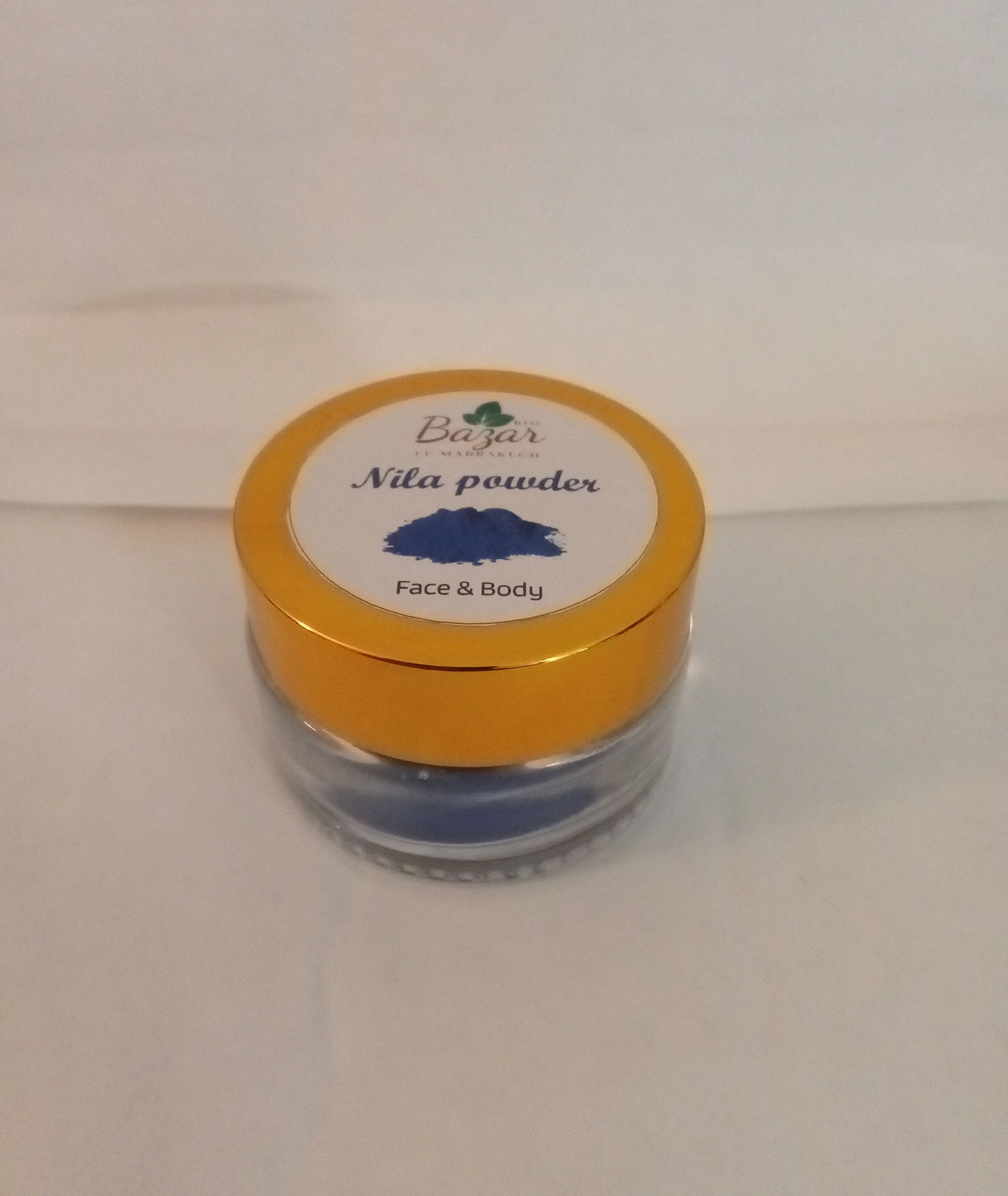 Poudre de Nila Bleu du Maroc 25g – Pure & Naturelle – Soin Éclaircissant Traditionnel – Qualité Cosmétique – Certifié ISO 22716