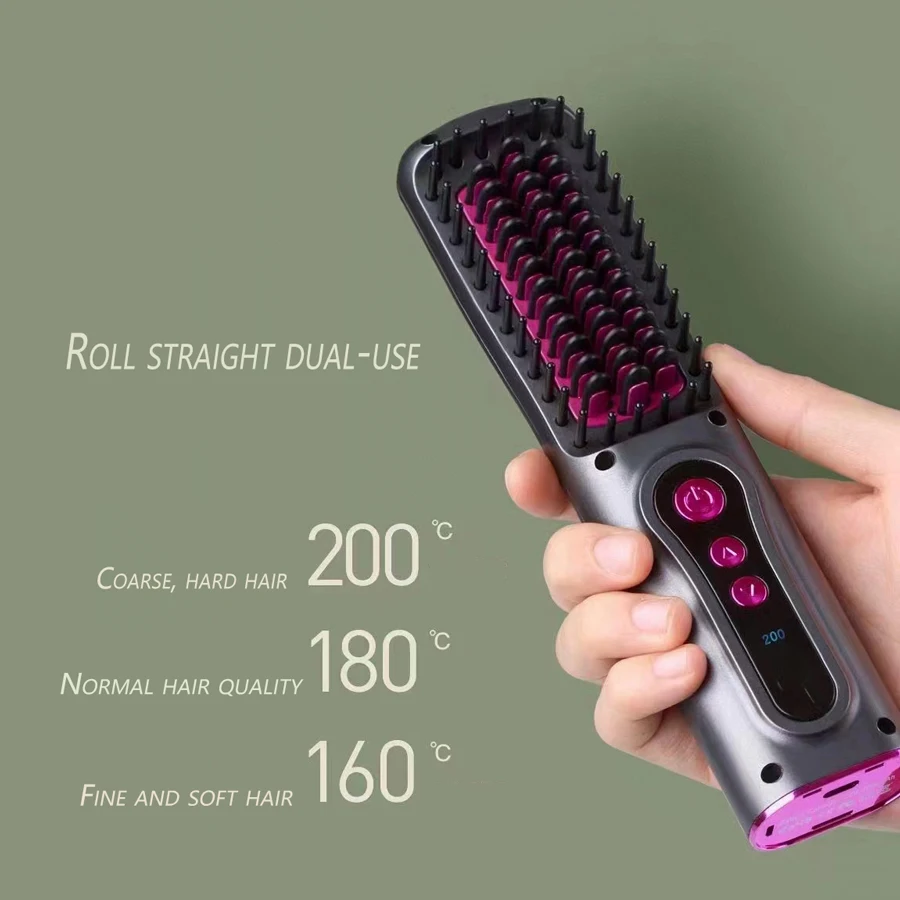 مشط تجعيد الشعر اللاسلكي ومشط فرد الشعر اللاسلكي