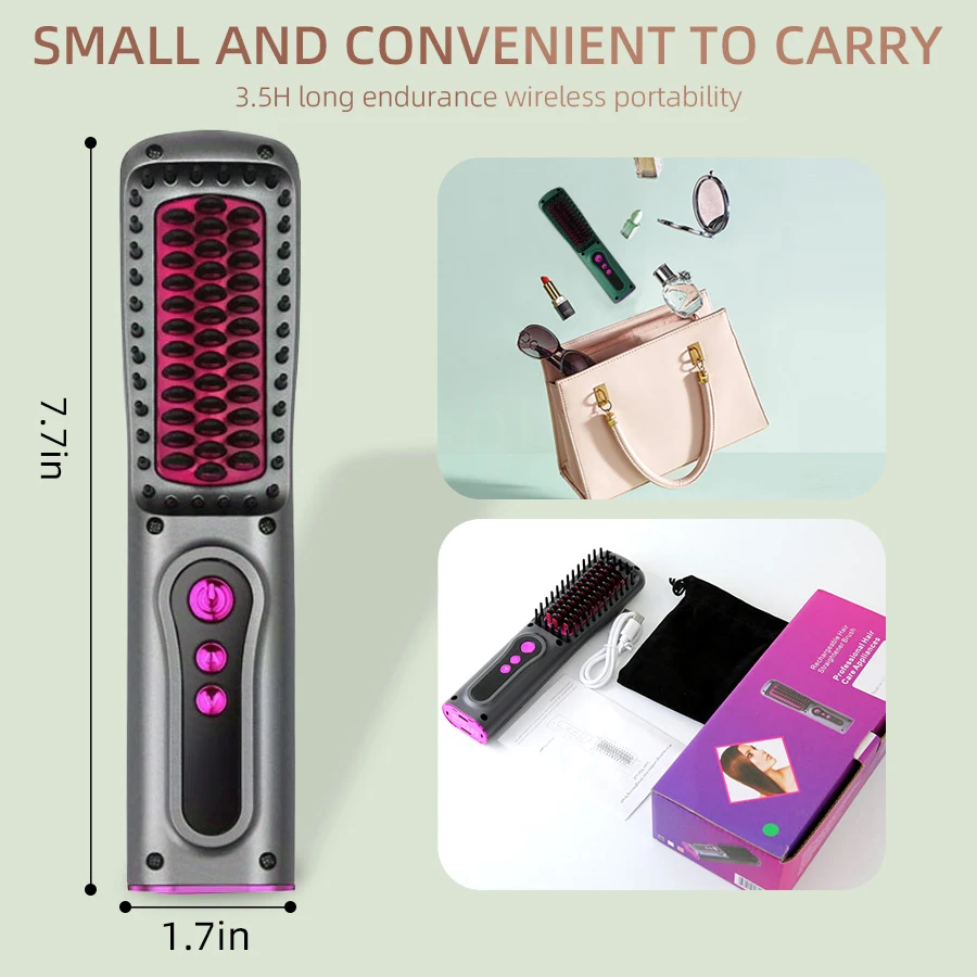 مشط تجعيد الشعر اللاسلكي ومشط فرد الشعر اللاسلكي