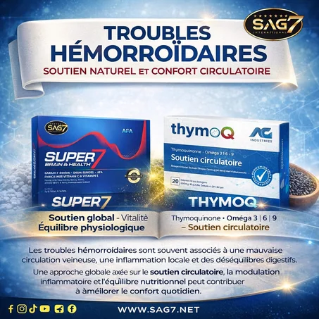 Pack Soutien Circulatoire & Confort Hémorroïdaire – SUPER7 + THYMOQ | Vitalité & Équilibre Naturel