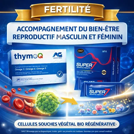 Fertilité & Vitalité Reproductive – Soutien Nutritionnel Avancé pour l’Équilibre Reproductif Masculin et Féminin avec SUPER7 & THYMOQ