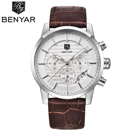 Daraz Benyar 5104 Casual Men Quartz Watch Military Leather Strap