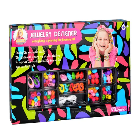 لعبة الجمال مجموعة ادوات الطرز قلادة وسوار شانتو الاطفال التعليمية DIY لعبة  البوب ​​متطفل على فن الطرز للفتيات