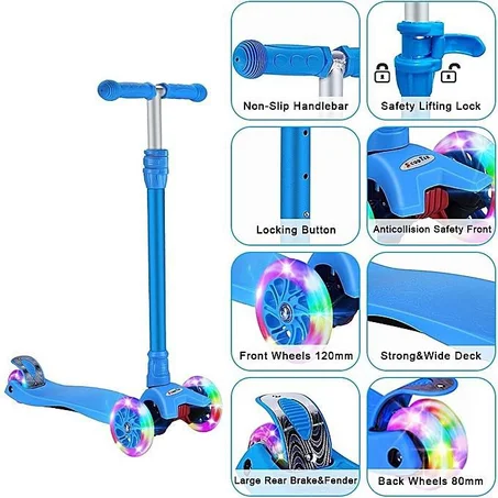 عجلة ركلة لعبة سكوتر للطي قابل للتعديل - ديزني ميكي ماوس2021 PU LED