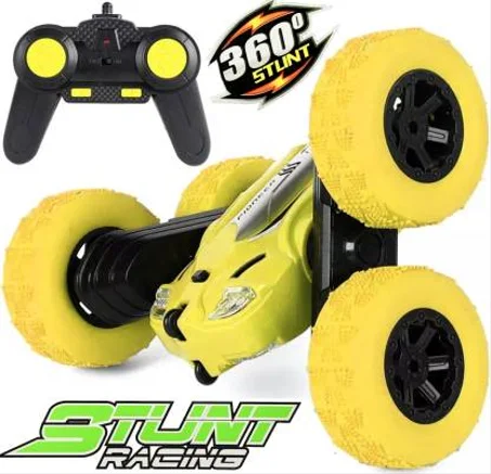 سيارة سباق تينتوز ستانت بعجلات كبيرة على الطرق الصعبة 4 وات 360 درايف للاطفال (اصفر)