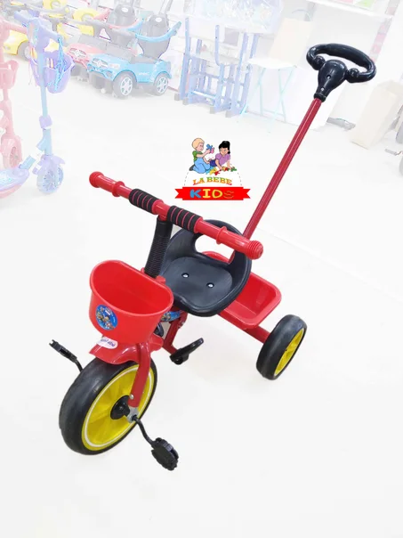 دراجة للاطفال ثلاثية العجلات مع التحكم من الخلف للأباء و الامهات mon bebe