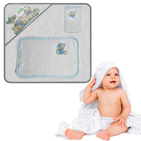 هدية استحمام الأطفل  (سلهام + فوطة + كيس صابون)