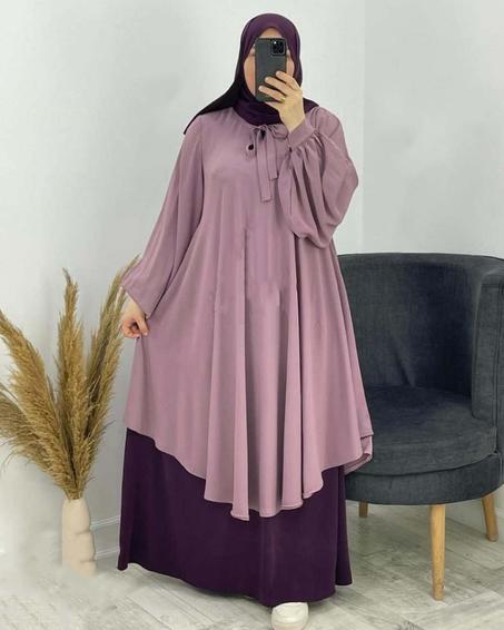 الخمار بالسير فلعنق , متكون من 3 قطع (كاب + صاية + فولار)