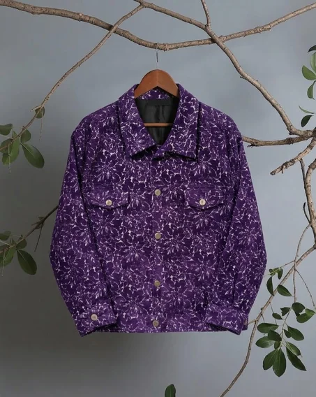 Moroccan hand made purple with unique design carpet Jacket UNISEX