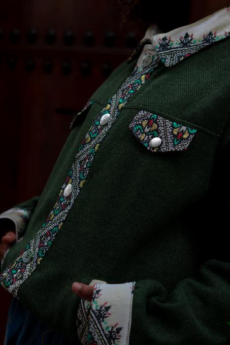 Moroccan hand made green with unique design carpet Jacket UNISEX