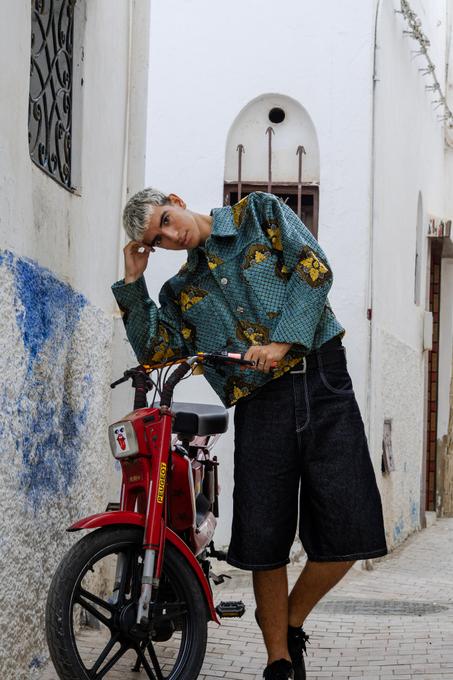 Moroccan hand made teal with unique design carpet Jacket UNISEX