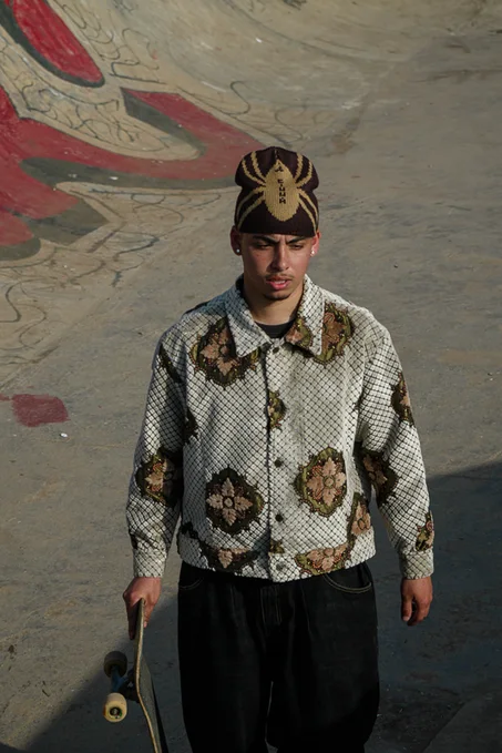 Moroccan hand made white with unique design carpet Jacket UNISEX