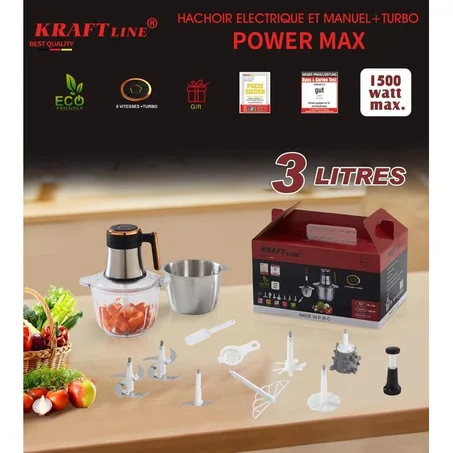 مفرمة كرافت لاين باور ماكس (Kraft Line Power Max) - 1500 واط - 3 لتر