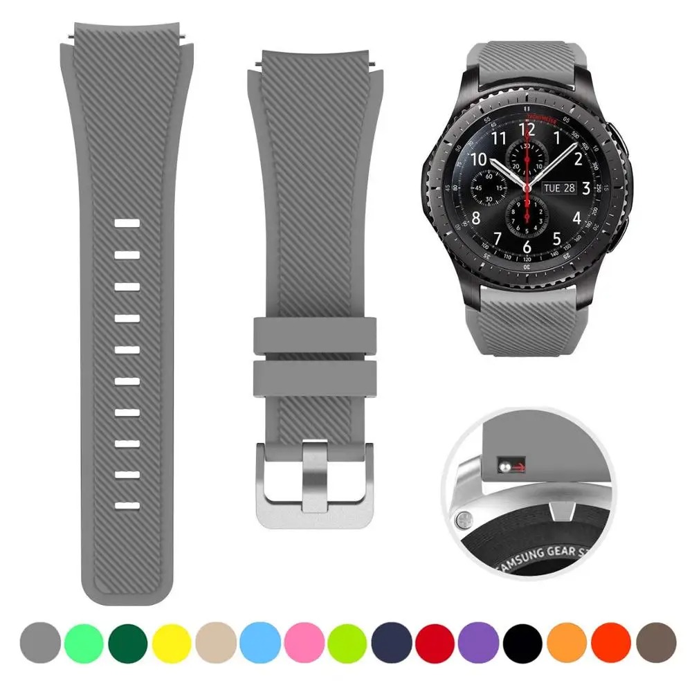 Bracelet en silicone pour Samsung Galaxy Watch 3, 22mm, 45mm, Gear S3  Classic, Frontier, Huawei Watch, IGHT2, 3 Pro, Amazfit GTR, Pace Strap,  46mm Bracelet en Silicone de 22mm pour Huawei Watch