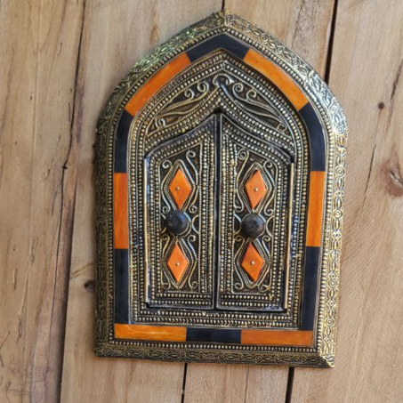 Miroir Décoratif Artisanal Fait Main  Cadre en bois, os peint au henné.