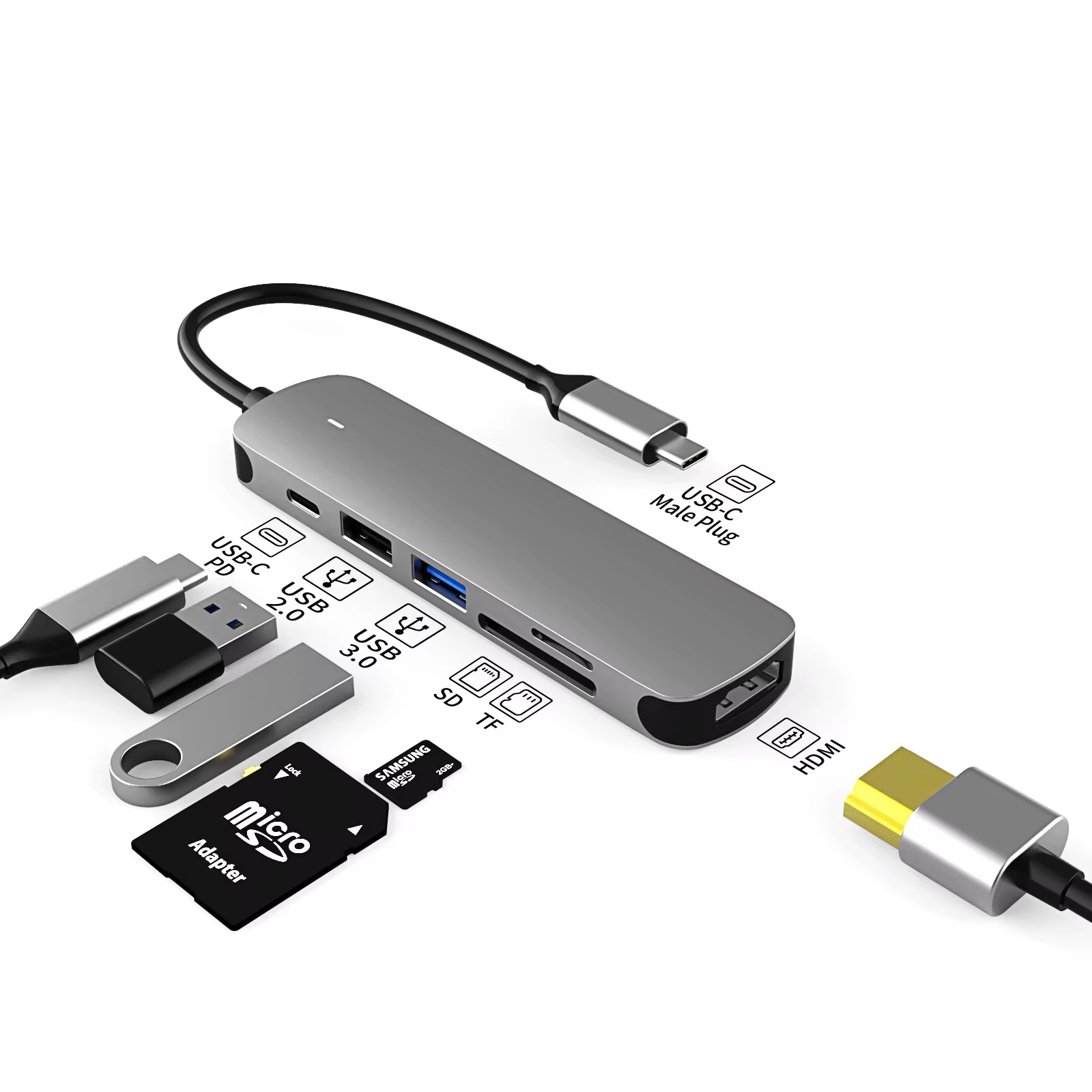 HUB USB-C 6 en 1 – BASIX BX6H