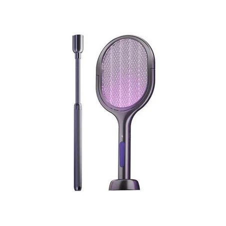 Tapette à moustiques électrique à tête rotative, rechargeable, destructeur d'insectes, tue-mouches d'intérieur avec fonction rétractable, version étendue grise