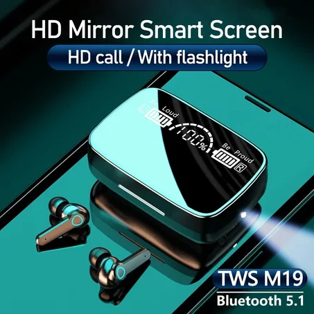 Écouteurs sans fil Bluetooth 2021 TWS, casque d'écoute, basse stéréo, lampe de poche 3500mAh, boîte de charge, suppression du bruit