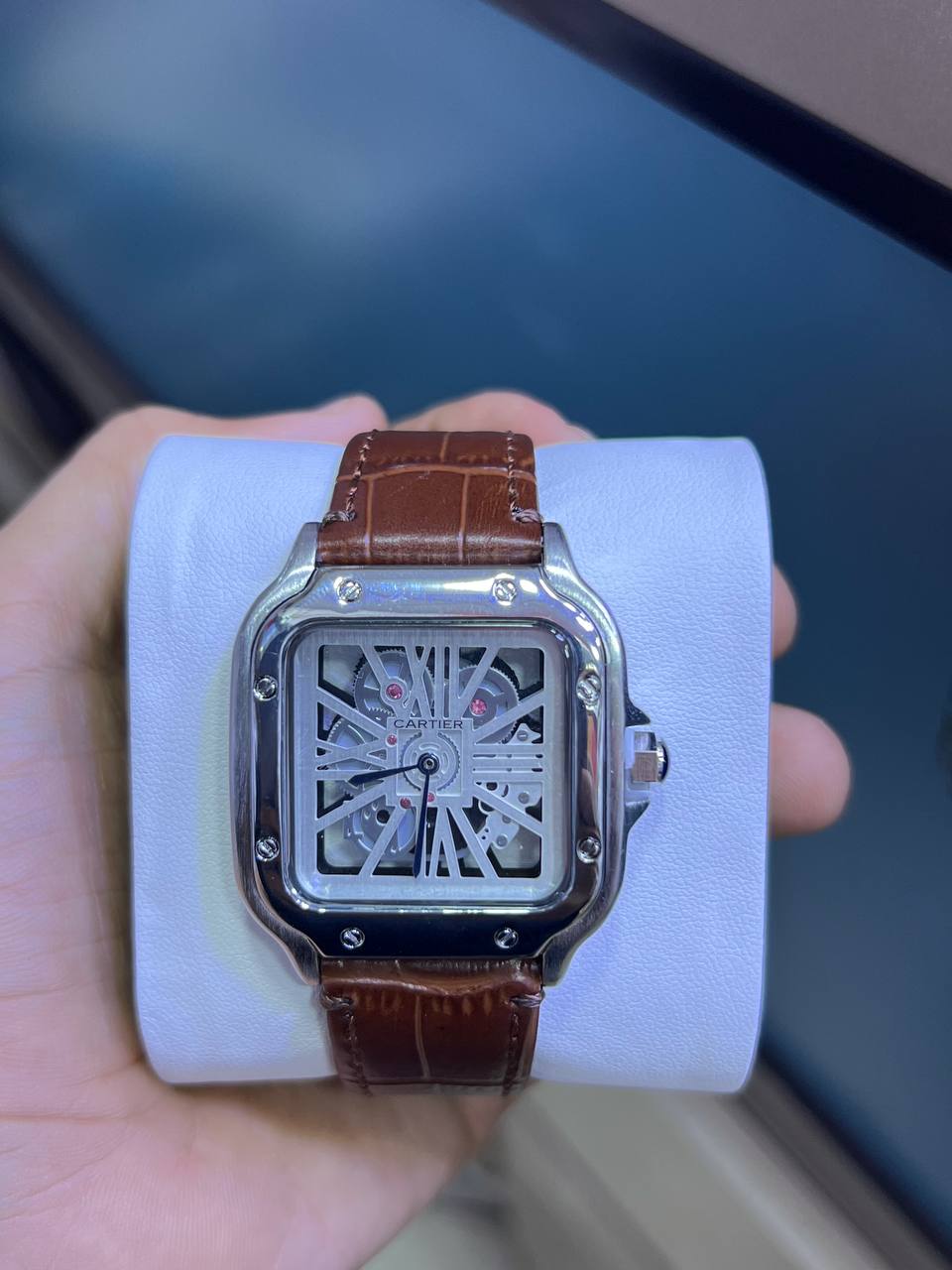 Santos de Cartier Skeleton Strap in leather
