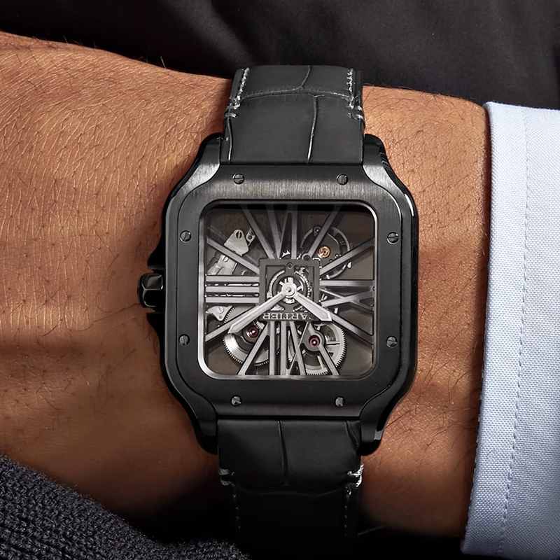 Santos de Cartier Skeleton Strap in leather