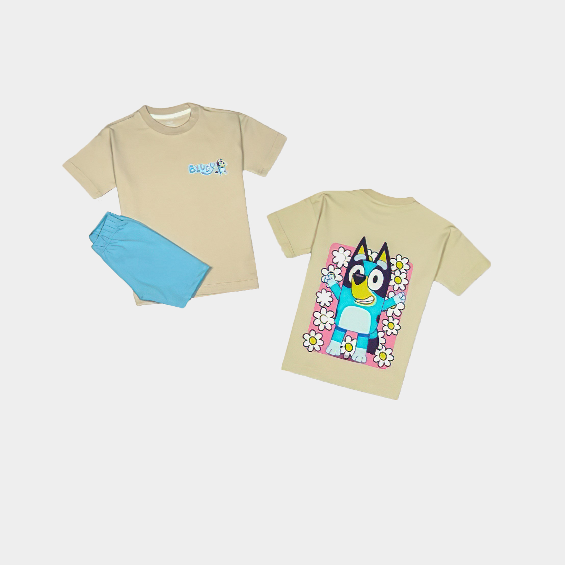 Bluey en Mode Découverte : T-shirt et Short Imprimé pour Filles