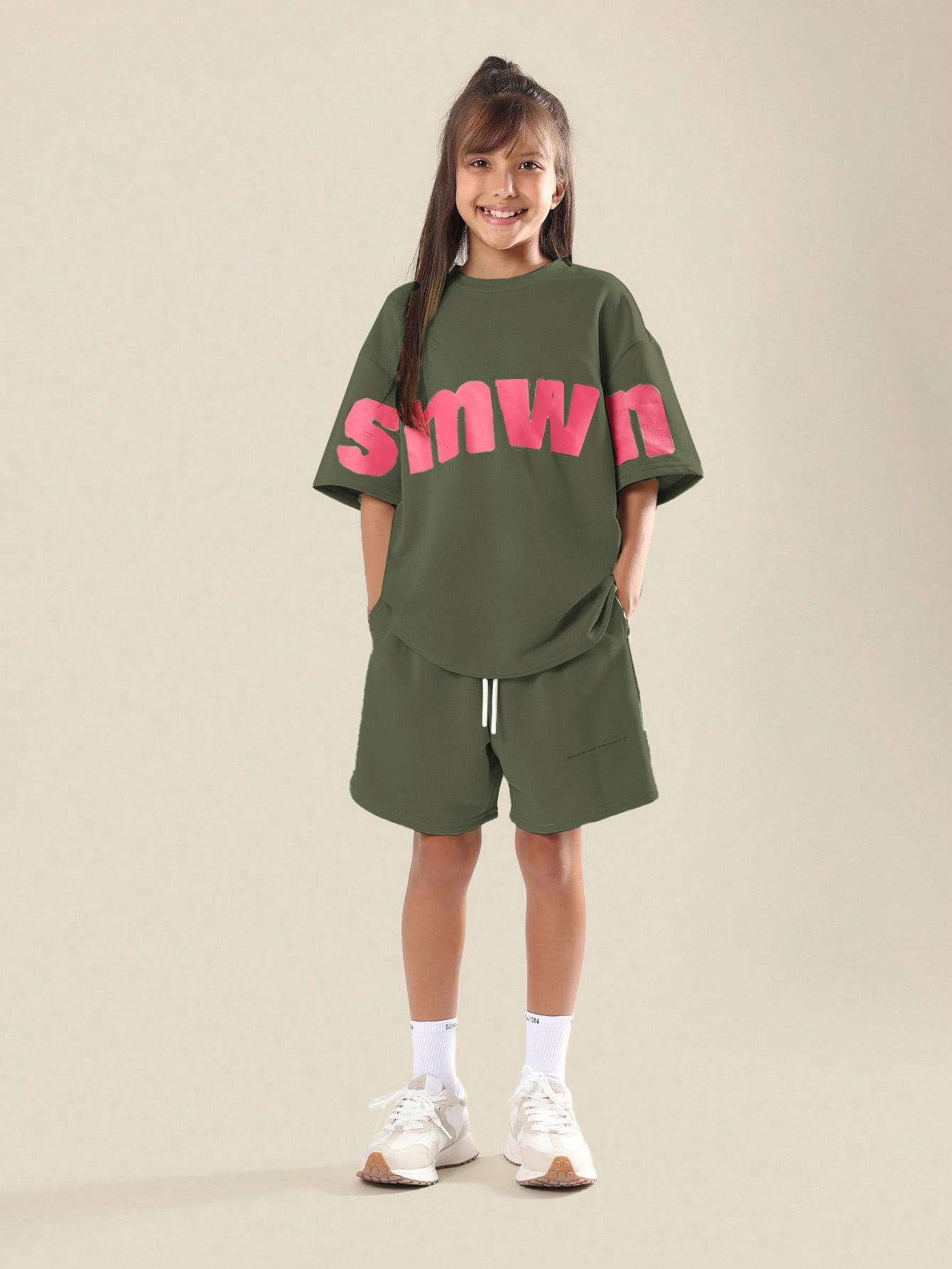 Ensemble t-shirt surdimensionné à imprimé lettre EN COTON | High Quality