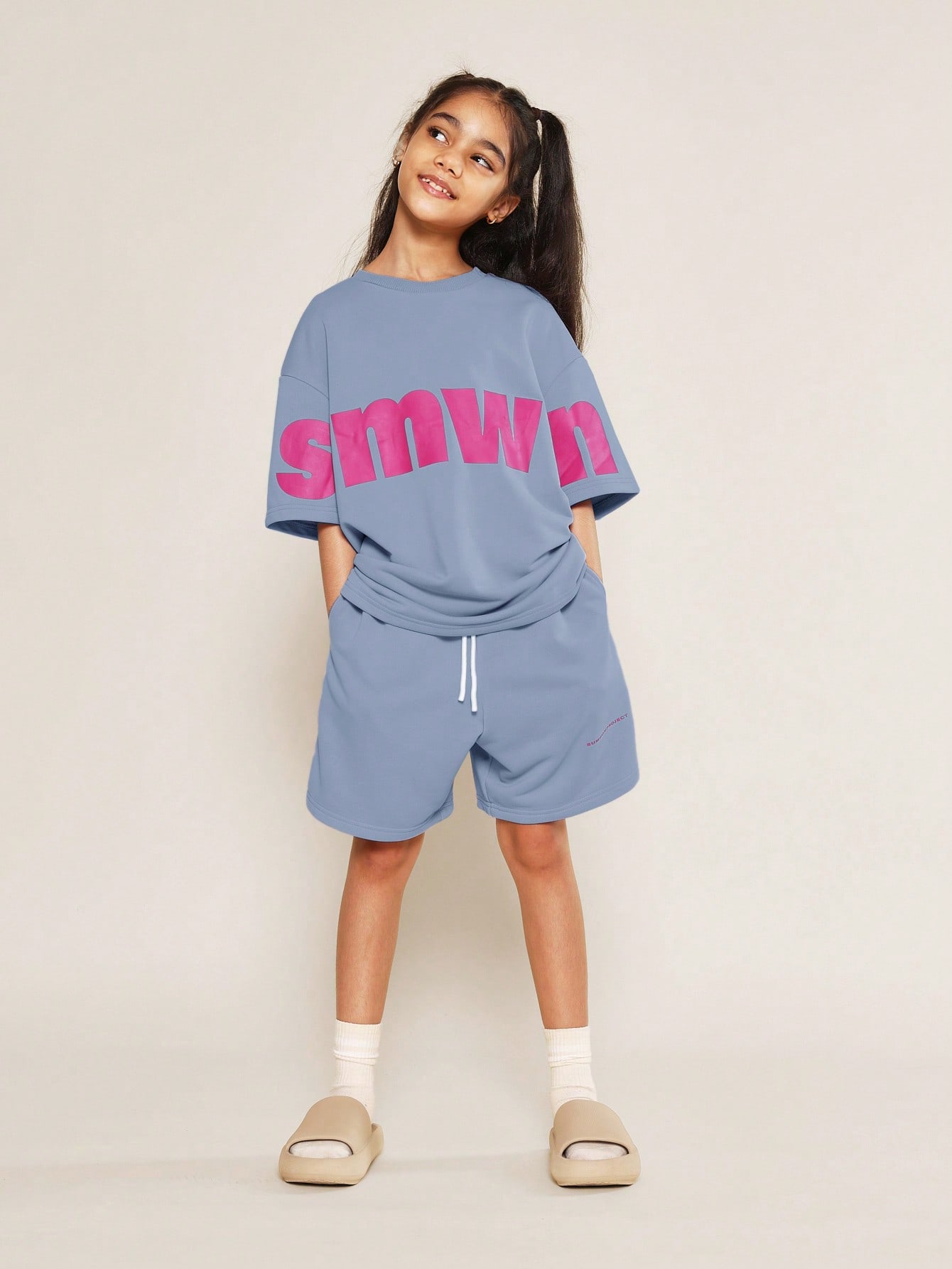 Ensemble t-shirt surdimensionné à imprimé lettre EN COTON | High Quality