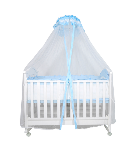 LIT A BARREAUX EN BOIS DE LUXE AVEC TIROIR BLEU – MON BÉBÉ