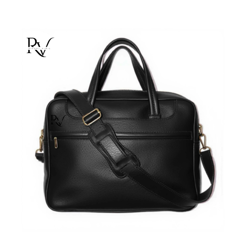 Sac en cuir de vachette noir à bandoulière
