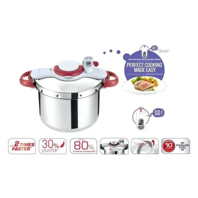 Cocotte Clipso Minute Easy 6L – Rouge & Blanc