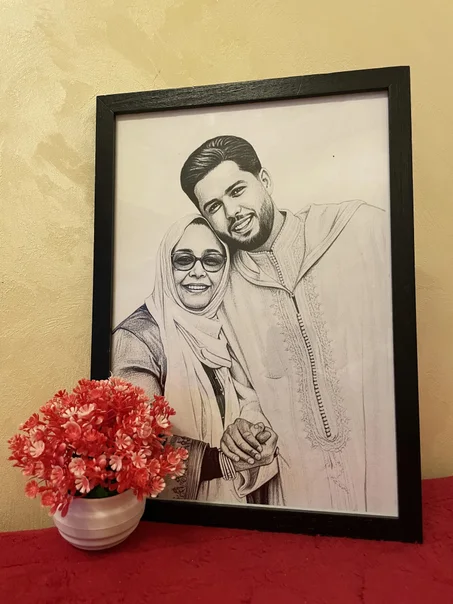 Tableau Portrait  avec cadre en verre لوحة فنية بورتريه