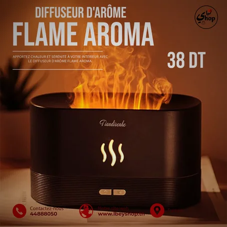 Diffuseur d'Arôme et Humidificateur d'Air avec Effet de Flamme Colorée