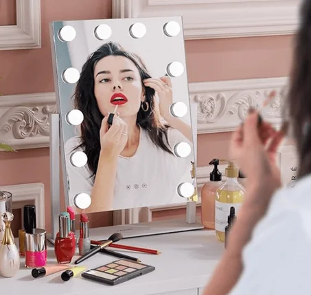 مصابيح هوليود لتزيين المرآة مع 3 أوضاع الإضاءة