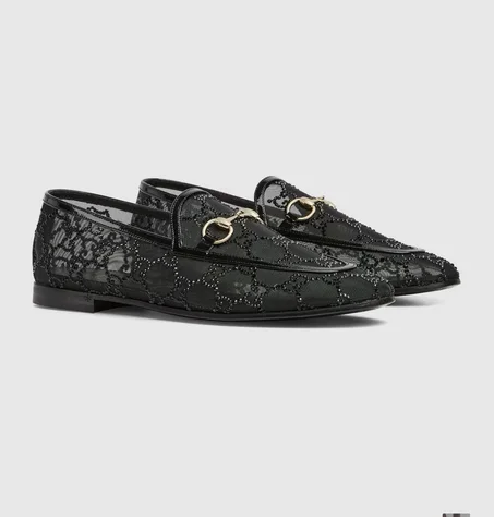 Mocassins Gucci Jordaan avec détail GG en cristaux pour femme
