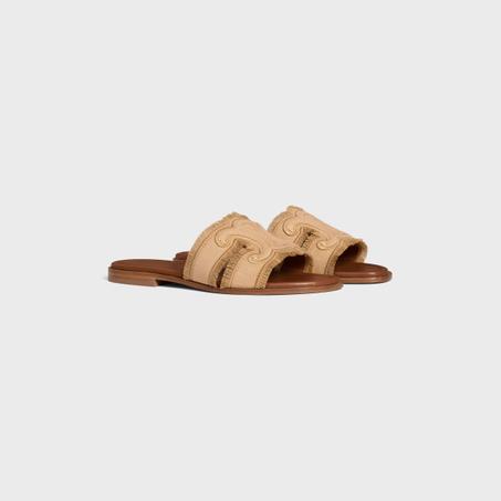 CELINE MARINA MULE A FRANGES TRIOMPHE EN TOILE