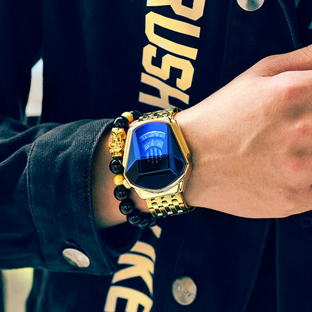 ساعة الجوهرة المعدنية - ذهبي - فضي