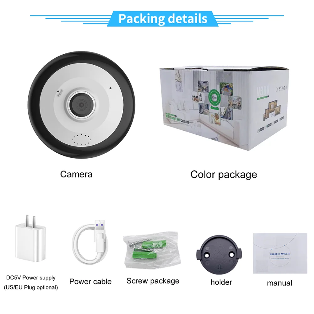 كاميرا مراقبة أمنية ذكية بزاوية 360 درجة