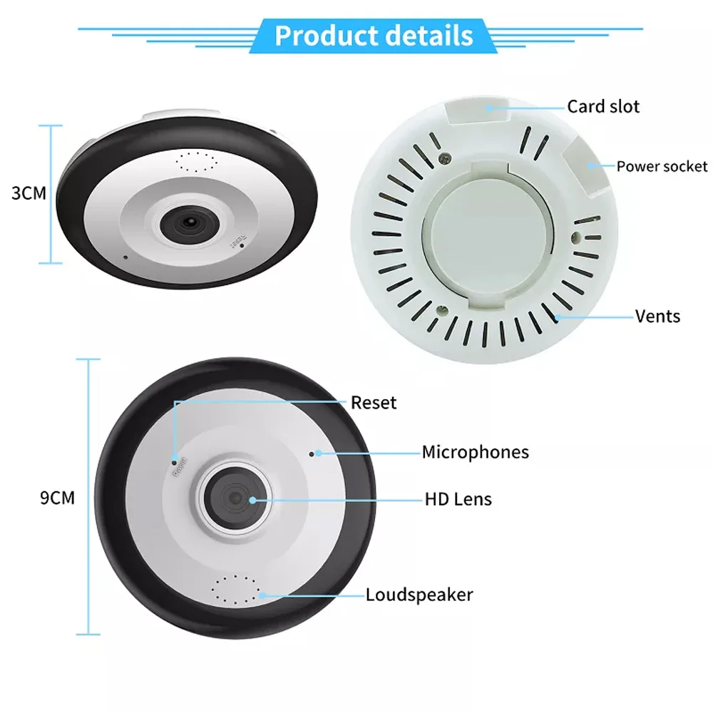 كاميرا مراقبة أمنية ذكية بزاوية 360 درجة
