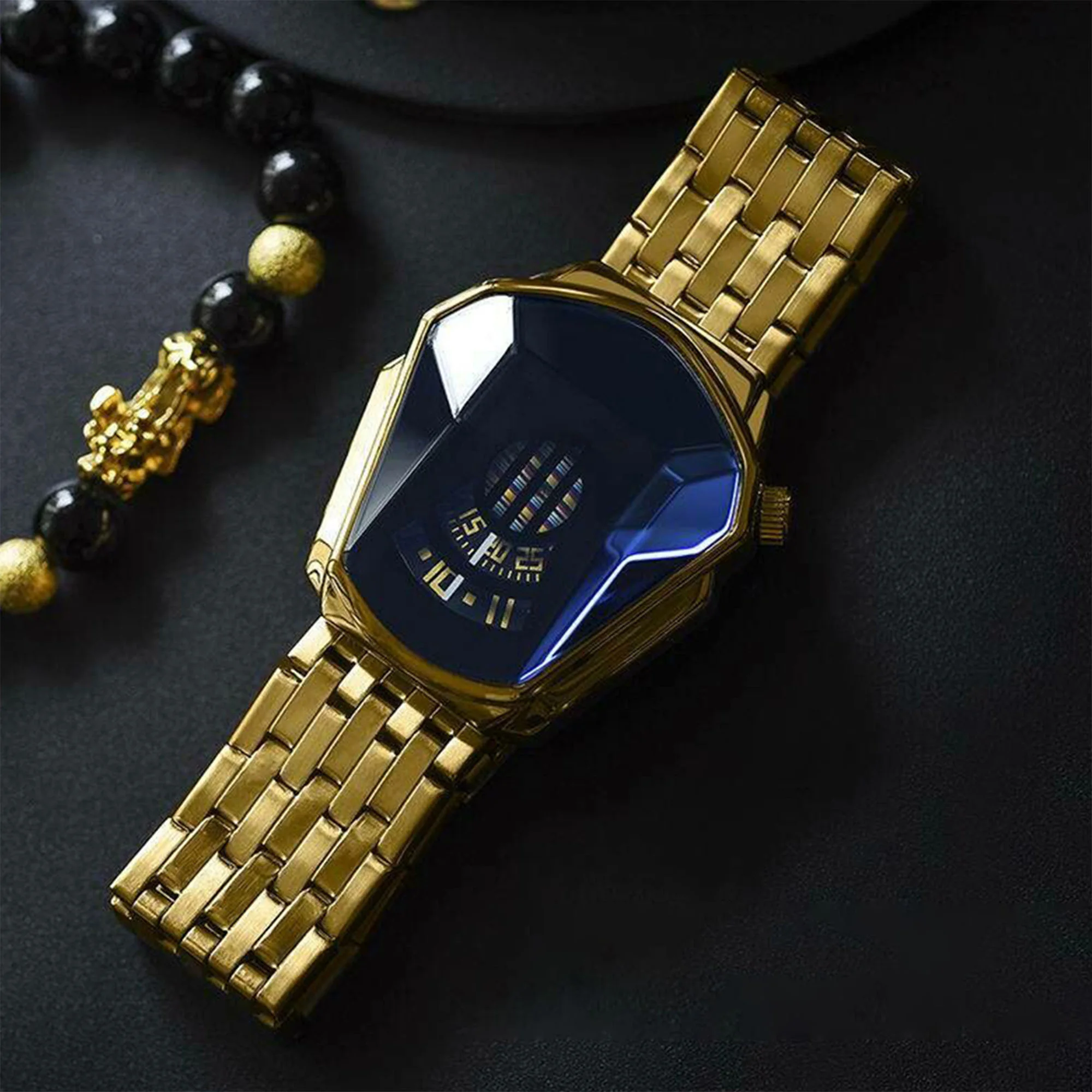 ساعة الجوهرة المعدنية - ذهبي - فضي