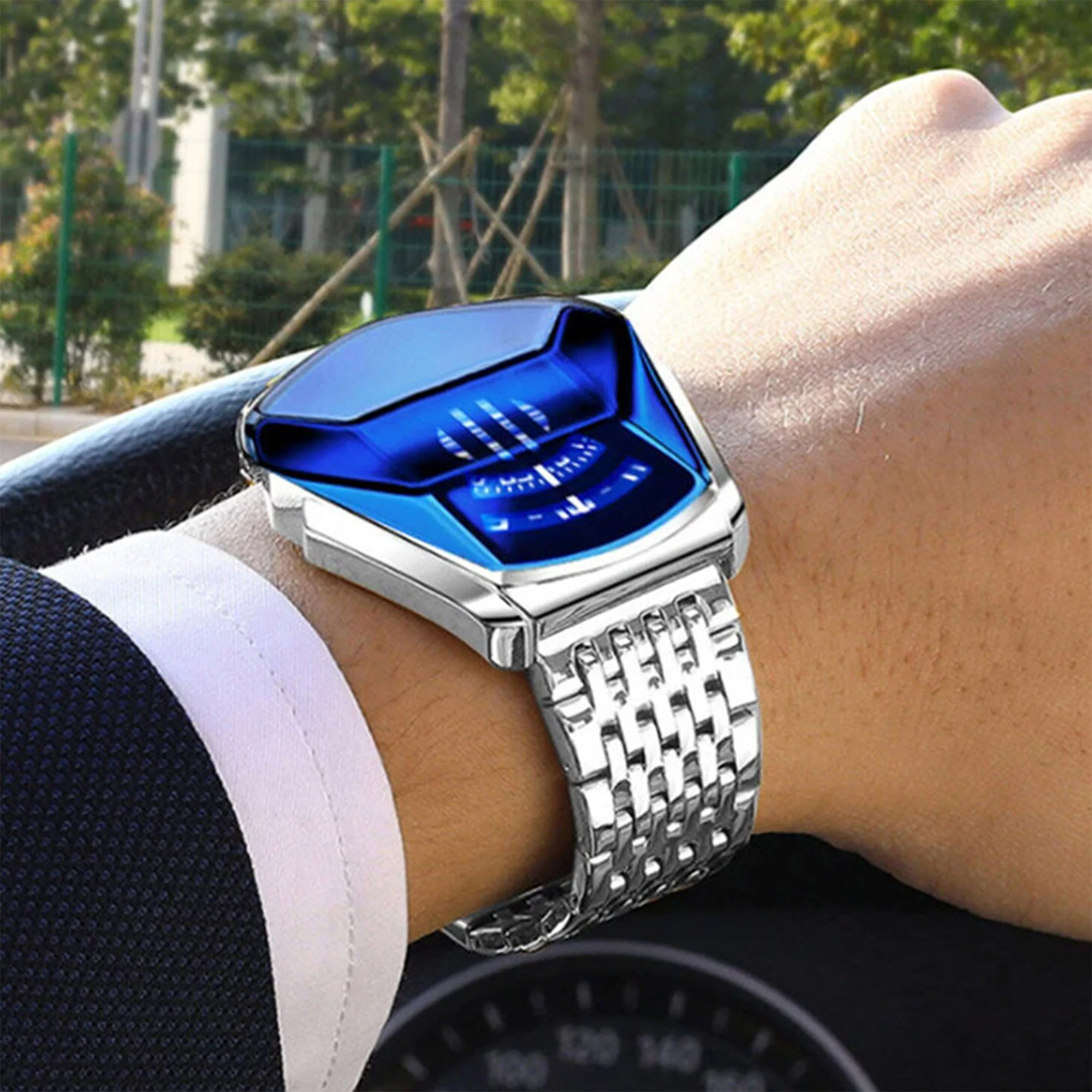 ساعة الجوهرة المعدنية - ذهبي - فضي