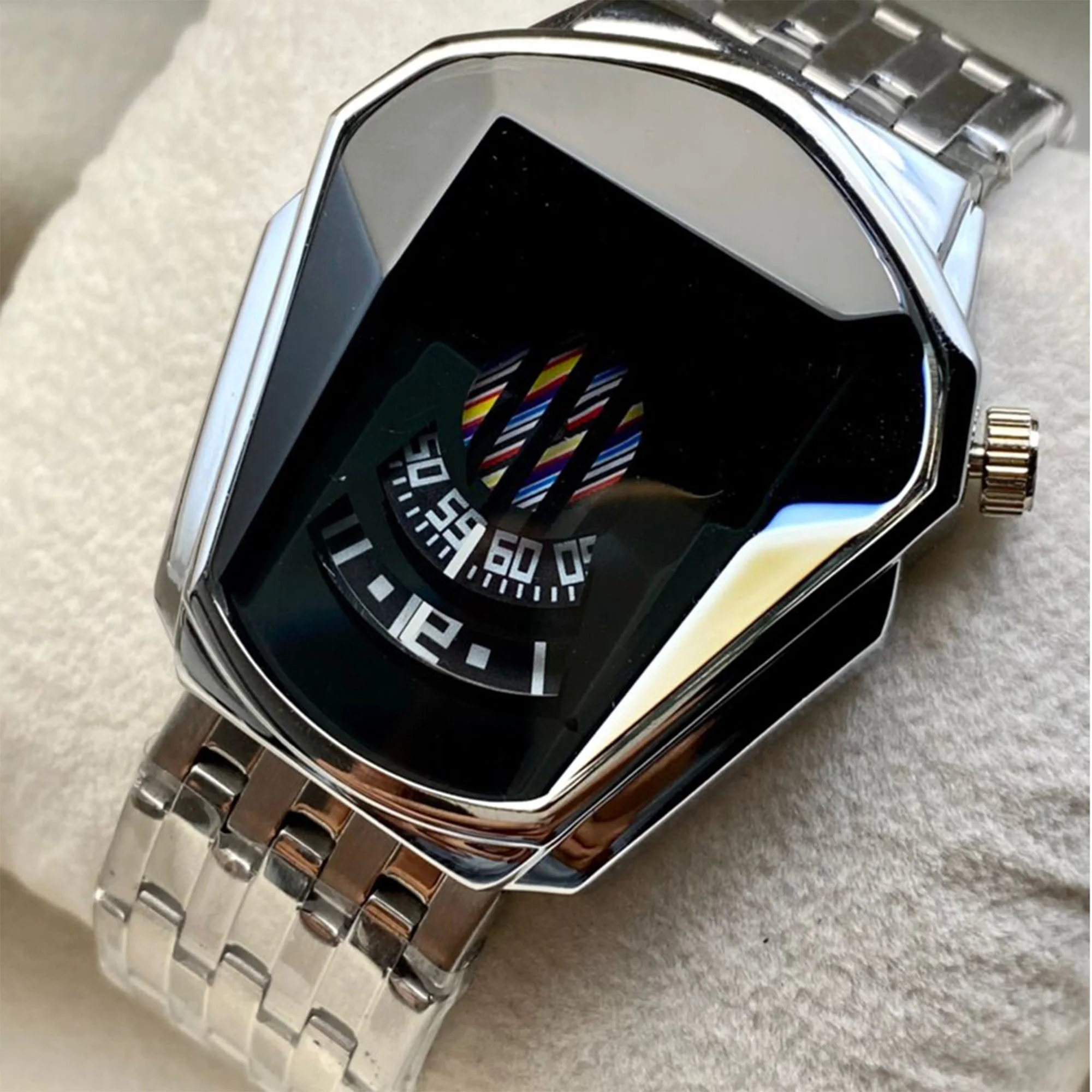 ساعة الجوهرة المعدنية - ذهبي - فضي