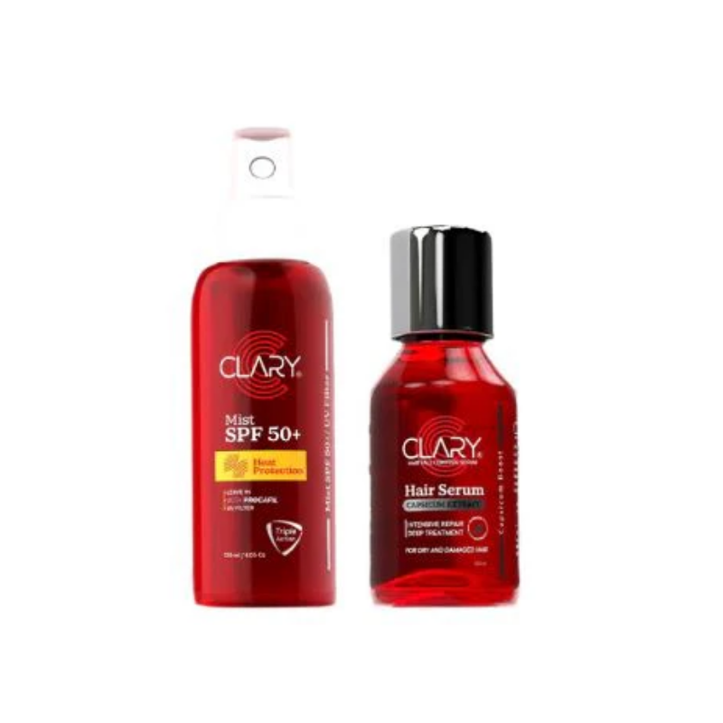 Clary hair serum and SPF50+ hair mist