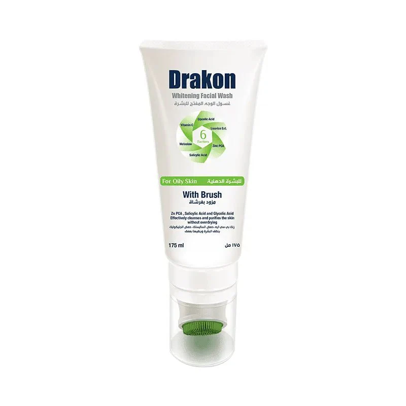 Drakon Whitening Facial Wash for Oily Skin with Brush - 175 ml