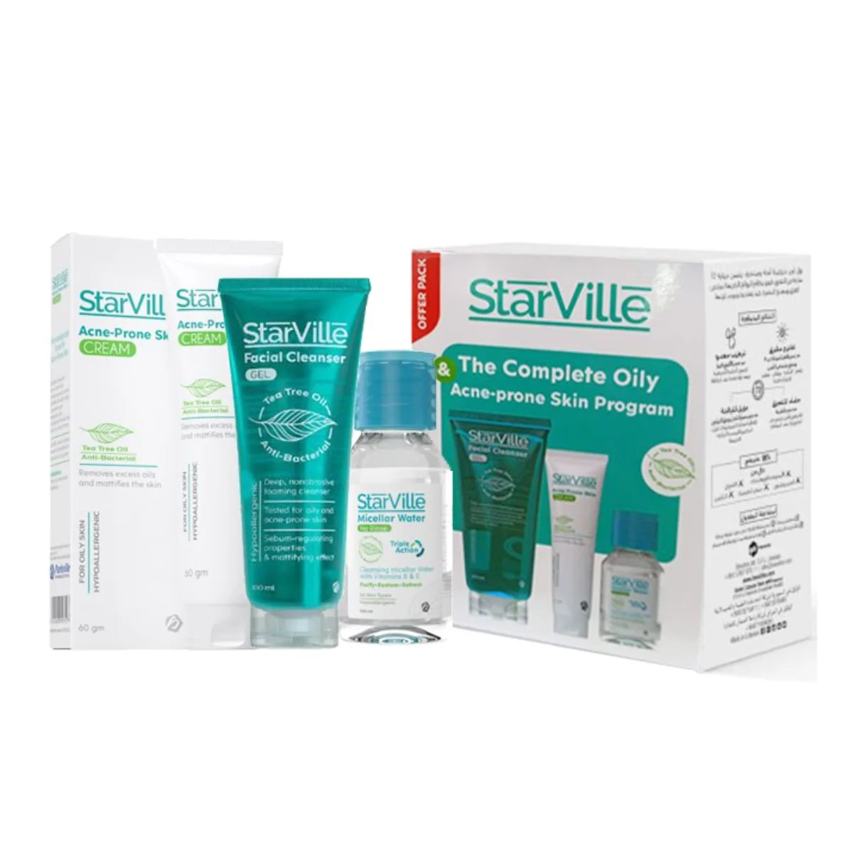 StarVille Facial Cleanser 200ml + StarVille Acne Cream + StarVille Micellar Water 100ml
