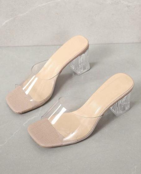Mule à talon épais et bride transparente- pointure 43