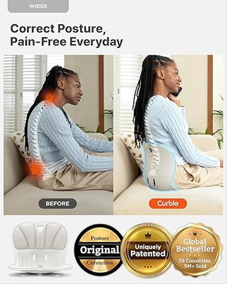 كرسي منحني  مصحح وضعية الظهر لدعم اسفل الظهر لتخفيف الام اسفل الظهر،