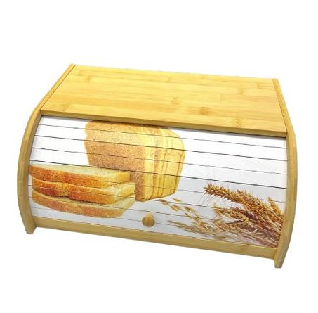 Boîte à Pain d'Angle en Bois de Bambou Naturel