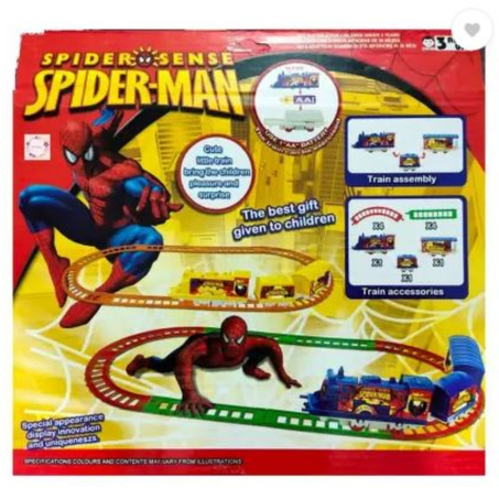 Joli petit train de jeu de dessin animé Spider-Man    ;      قطار لعب كرتوني صغير لطيف من سبايدر مان